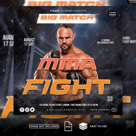 Premium Psd Psd Mma Fight Flyer And Social Media Template