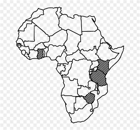 Vintage print of an animal map of africa. Africa Black Outline - Blank African Map, HD Png Download ...