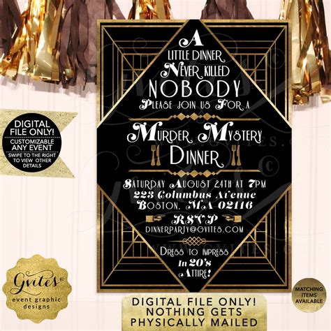 Murder Mystery Dinner Party Invitation | Art Deco/ Vintage/ The Great