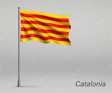 Premium Vector Waving Flag Of Catalonia Region Of Spain On Flagpole