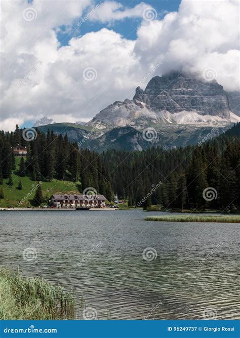 Misurina Lake Italian Dolomites Alps Scenery Stock Image Image Of
