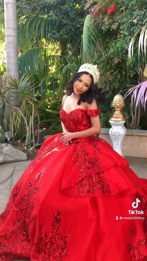Pretty Glittery Red Off The Shoulder Quinceañera Dress Video Red