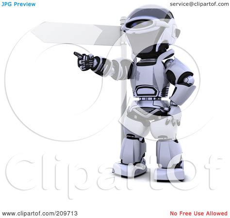 Royalty Free Rf Clipart Illustration Of A 3d Silver Robot Pointing By