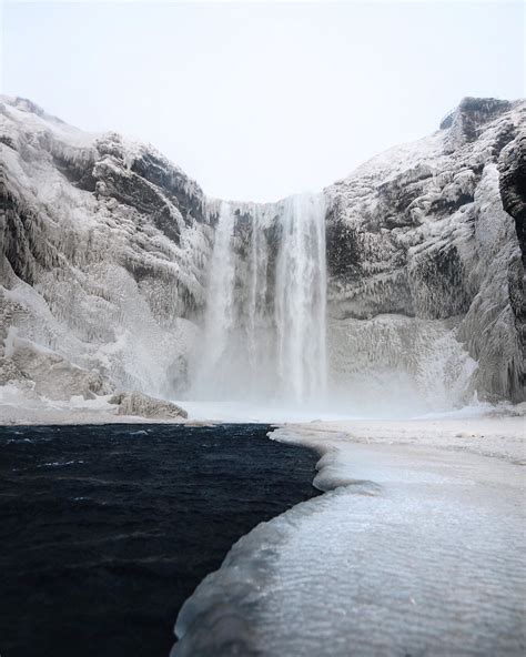 Frozen Skogafoss Iceland Beautiful Waterfalls Beautiful Nature