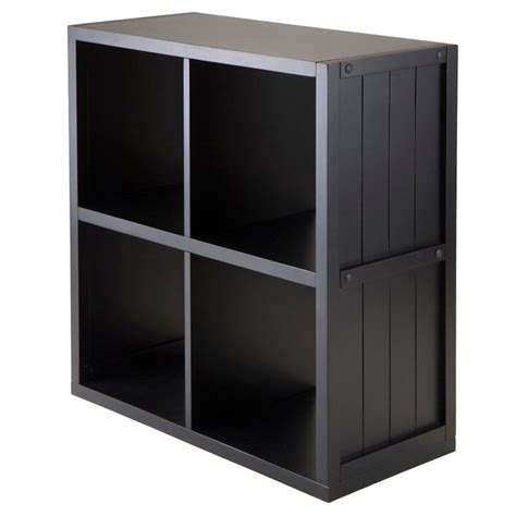 Tennsco standard storage cabinet in putty color comes with heavy duty steel construction for an enhanced durability. 27" Timothy Shelf 2X2 Slots Black - Winsome | Wainscoting ...