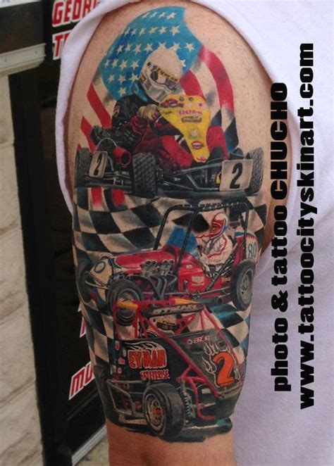 1001 custom & rod ideas magazine. Nascar, Racecar, Go- Kart, American Flag, Checker Flag, Racing tattoo by Chucho. Tattoo City ...