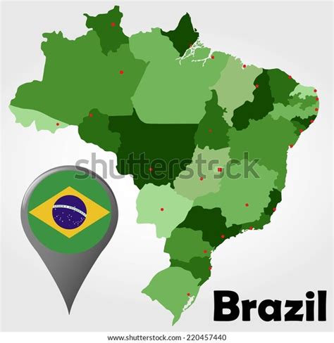 Brazil Political Map Green Shades Map Stock Vector Royalty Free