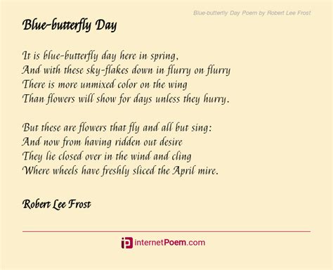 Blue Butterfly Day Poem By Robert Lee Frost