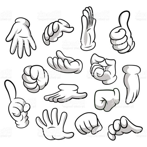 Cartoon Gloved Hands Vector Clip Art Illustration Each On A Separate Ee2