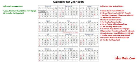 Jadwal Hari Libur Nasional 2016 Dan Hari Cuti Bersama 2016