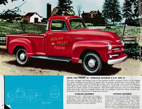 Nostalgia On Wheels 1954 Chevrolet Trucks Brochure Light Duty