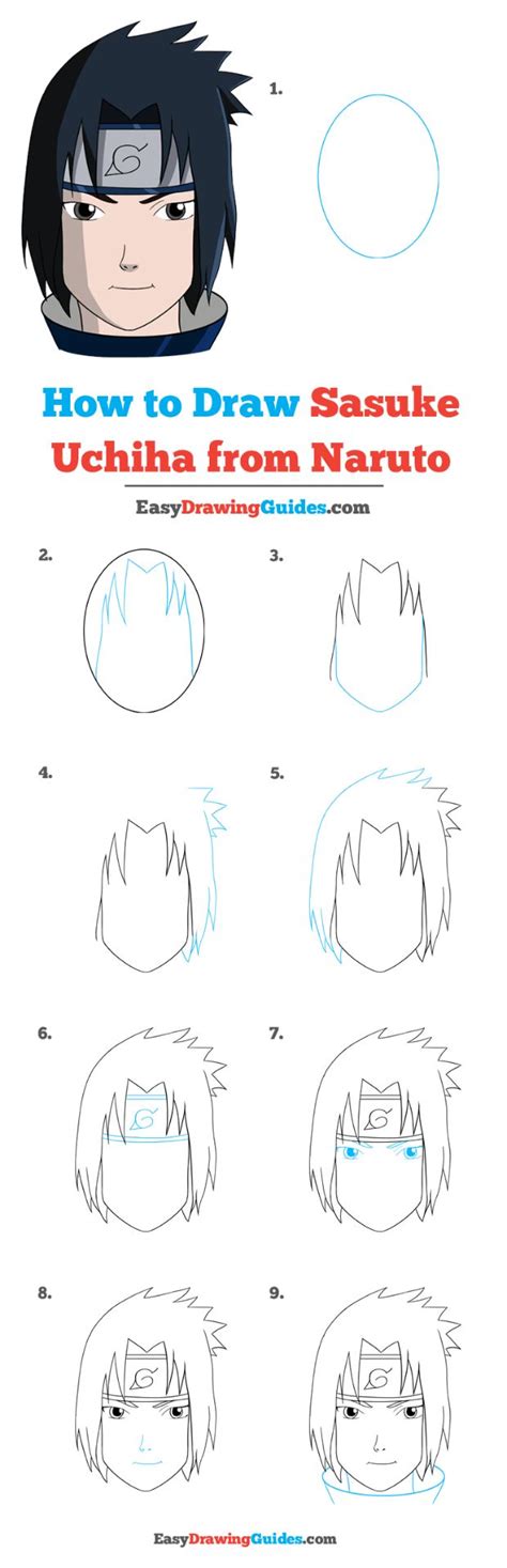 How to draw for kids: How to Draw Sasuke Uchiha from Naruto - Really Easy ...
