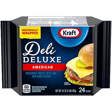 Kraft Deli Deluxe American Cheese Individually Wrapped Slices 24 Ct