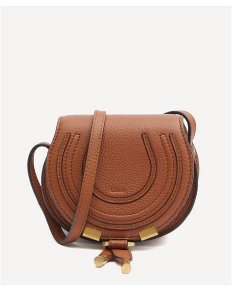 Chloé Leather Marcie Nano Saddle Bag in Tan Natural Lyst