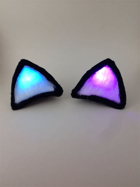 Glowing Multicolor Clip On Costume Cat Ears Color Changing