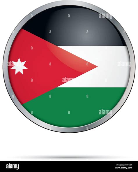 Vector Jordanian Flag Button Jordan Flag In Glass Button Style With