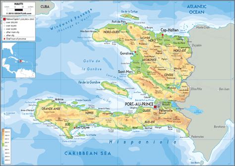 Haiti Physical Wall Map by GraphiOgre