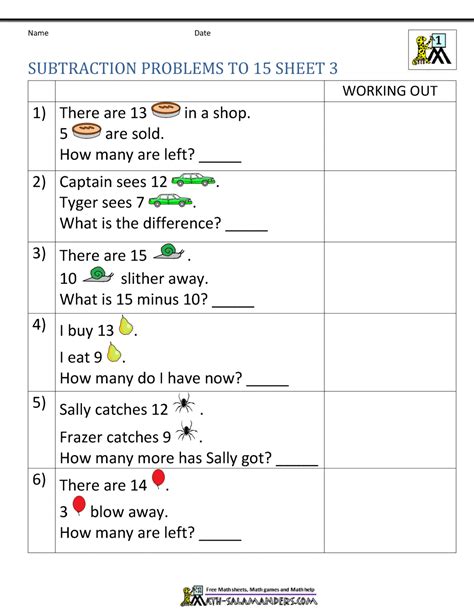 Start studying 1st grade word problems. 1st Grade Subtraction Word Problems