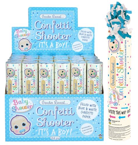 2x Baby Shower Gender Reveal Confetti Shooter Cannon Pink Blue Popper