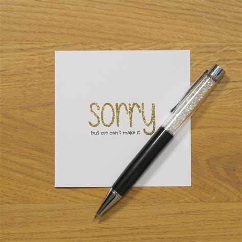 Small Regret Card Sorry We Cant Make It Rsvp General Etsy Uk