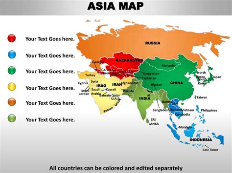 Asia Editable Continent Map With Countries