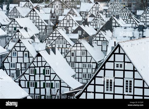 Winter View Of Snow Covered Old Houses In Freudenberg Siegerland