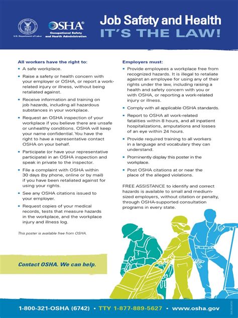 Osha Poster Occupational Safety And Health Administration Working