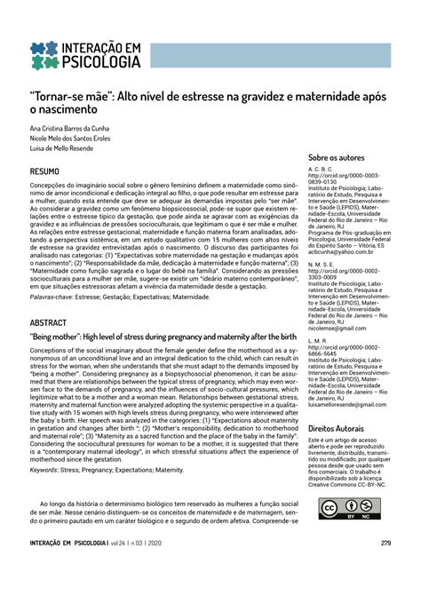 Pdf Tornar Se M E Alto N Vel De Estresse Na Gravidez E Maternidade