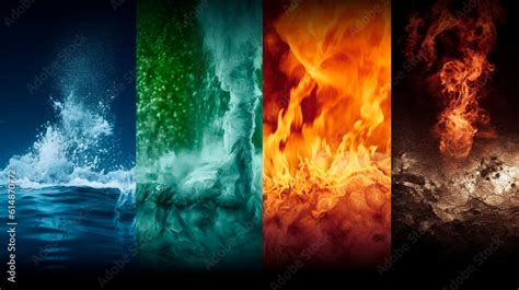 The Four Elements Of Fire Water Earth And Air In Hightextile The