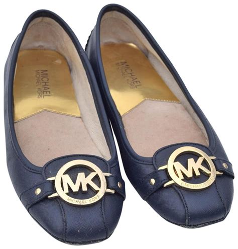 Michael Kors Navy Blue Gold Mk Logo Flats Size Us 65 Regular M B