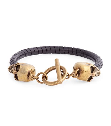 Alexander Mcqueen Leather Skull Bracelet Harrods Hk