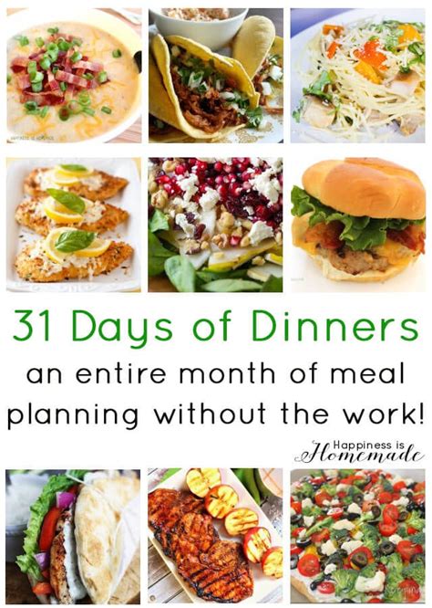 Meal Planning 31 Days Of Dinner Recipes And Ideas Happiness Is Homemade