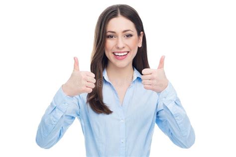 Woman Showing Thumbs Up Stock Image Image Of Cheerful 50135181