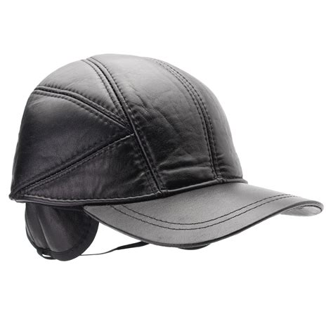 2018 Mens Genuine Leather Baseball Caps Winter Warm Hats With Ear Flaps