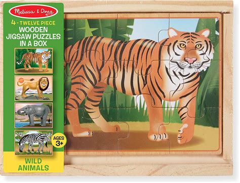 Wild Animals Wooden Jigsaw Puzzles In A Box From Melissa And Doug