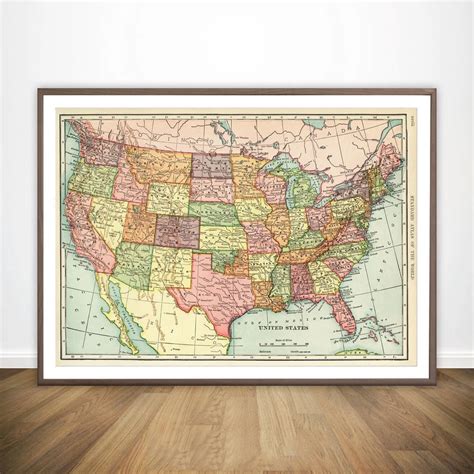 The United States Of America Usa Map Wall Decor Canvas Prints Canvas