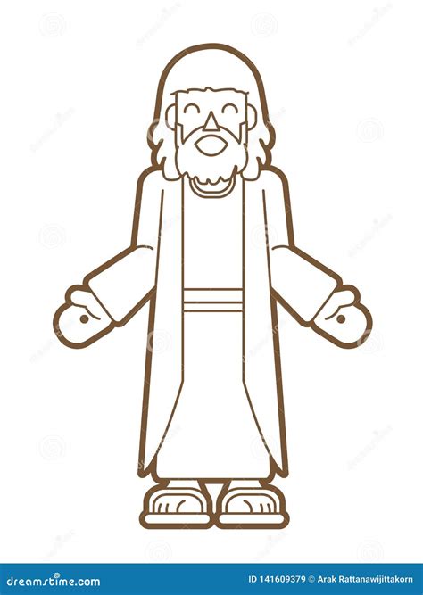 Jesus Cartoon Outline Stock Vector Illustration Of Isolated 141609379