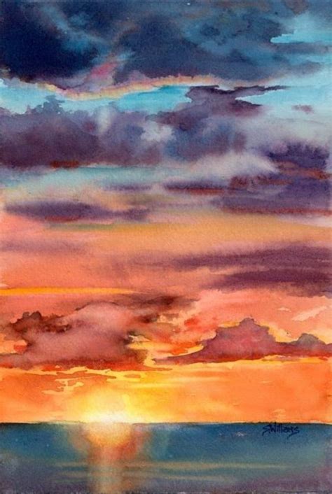 Easy Watercolour Painting Sunset