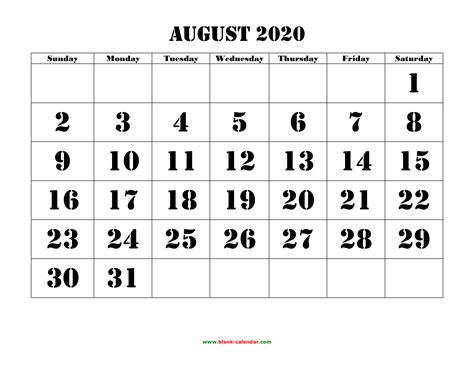July 2020 Large Printable Calender Example Calendar Printable