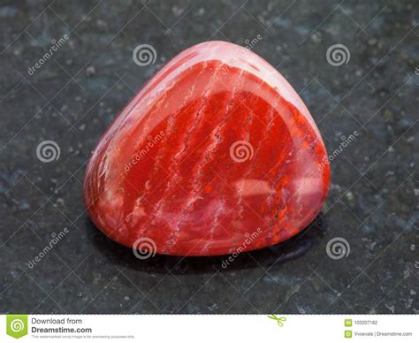 Polished Red Jasper Gem Stone On Dark Stock Photo Image Of Gemmology