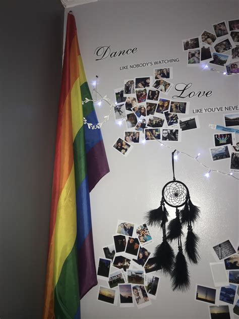 Here's an easy way to hang string lights in your bedroom. pride flag room decor | Room makeover inspiration, Room ...