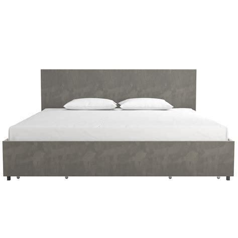 Novogratz Kelly Upholstered Bed With Storage Drawers Light Gray Velvet