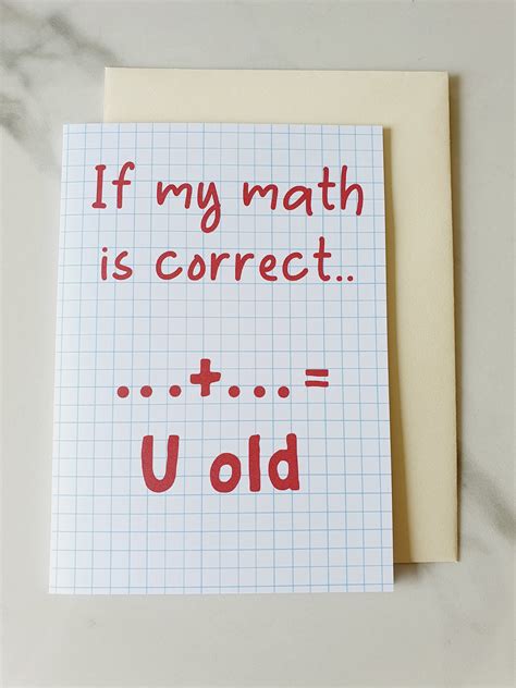 Birthday Card Math U Old Funny Etsy