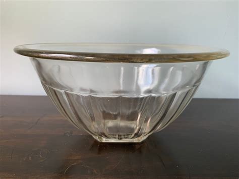 Vintage Hazel Atlas Nesting Mixing Bowl Clear Glass Ribbed Etsy
