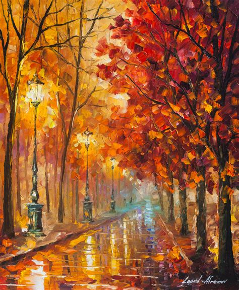 Sweet Red Fall Palette Knife Oil Painting On Canvas By Leonid Afremov
