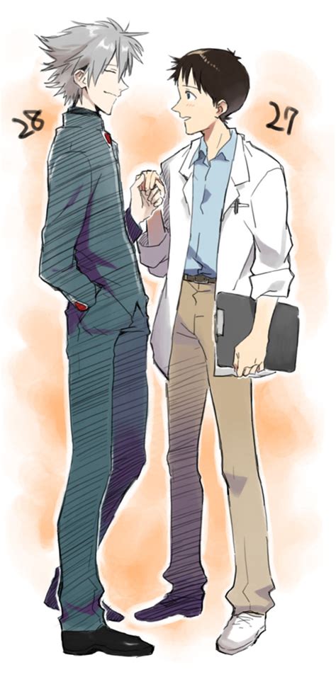 Ikari Shinji And Nagisa Kaworu Neon Genesis Evangelion Drawn By Hosaka Dx Danbooru