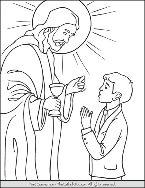 First Communion Boy Coloring Page - TheCatholicKid.com
