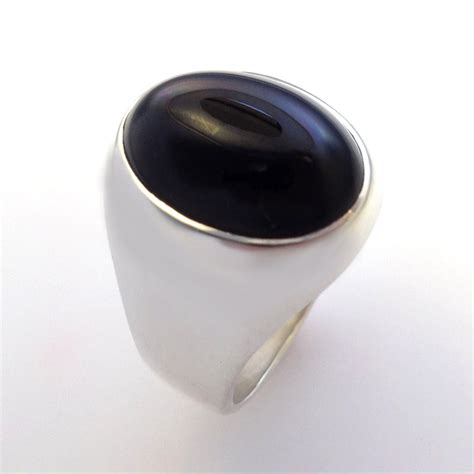 Mens Large Oval Black Onyx Ring In Sterling Silver Doug Peterson Jewelers