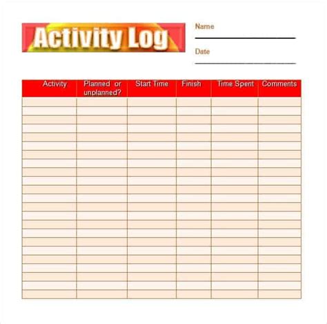 Daily Activity Log Template Excel Alogob