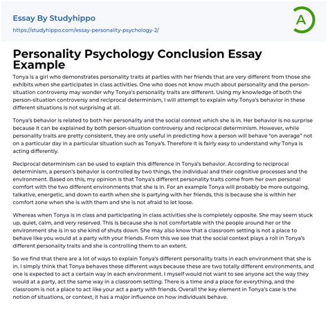 Personality Psychology Conclusion Essay Example